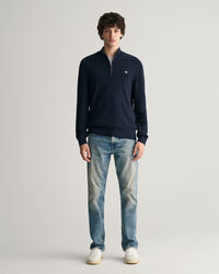 Strukturierter Baumwoll Troyer mit Streifen