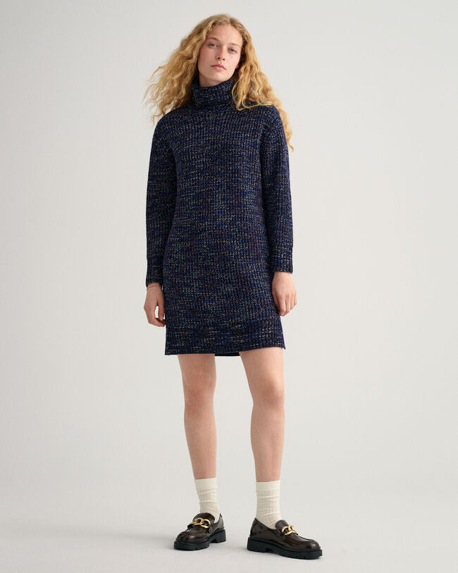 Mehrfarbiges Rollkragenkleid