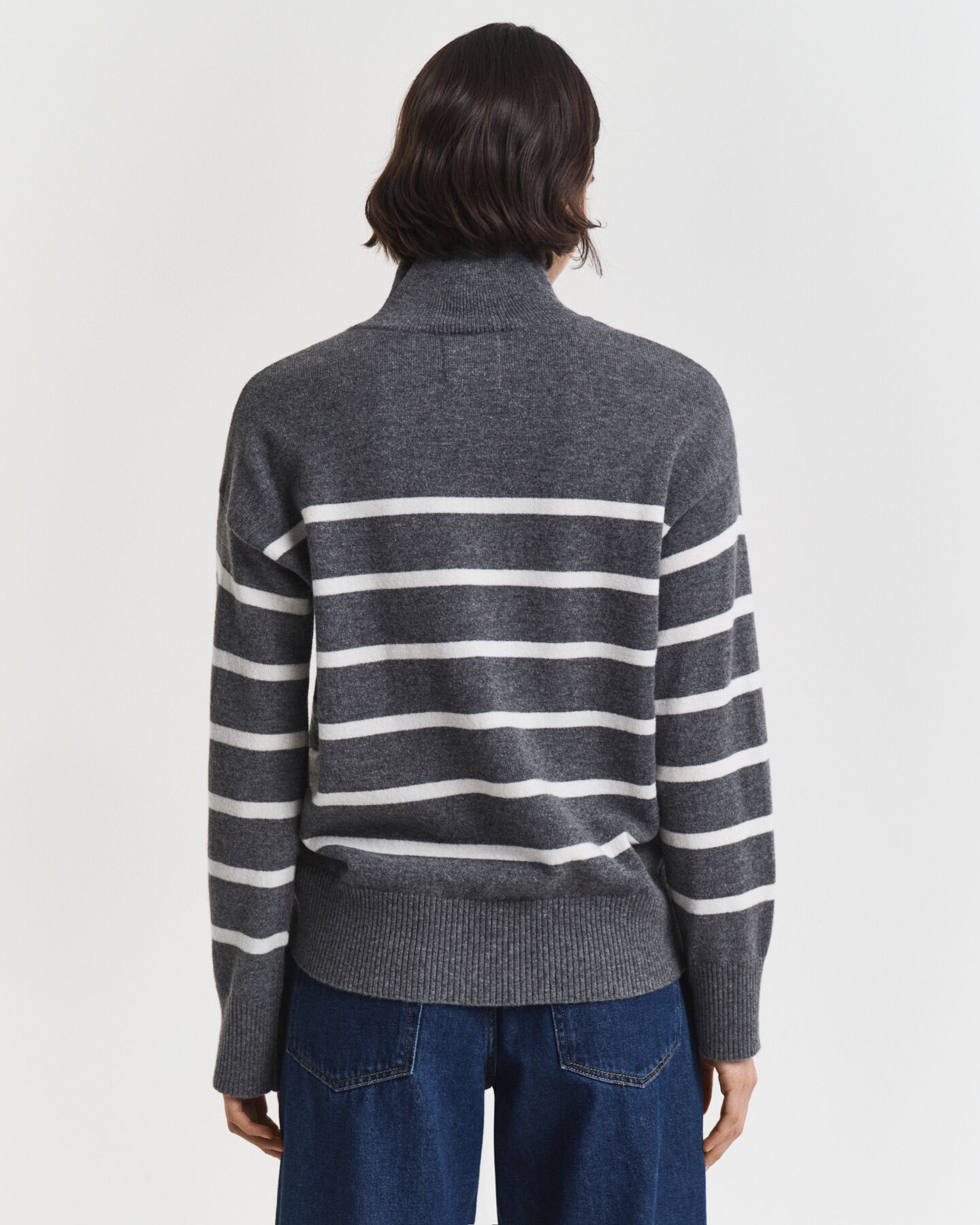 Gestreifter Rollkragenpullover aus Superfine Lambswool