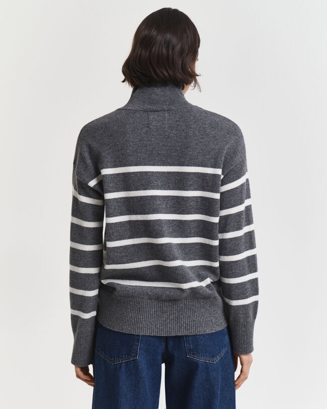 Gestreifter Rollkragenpullover aus Superfine Lambswool