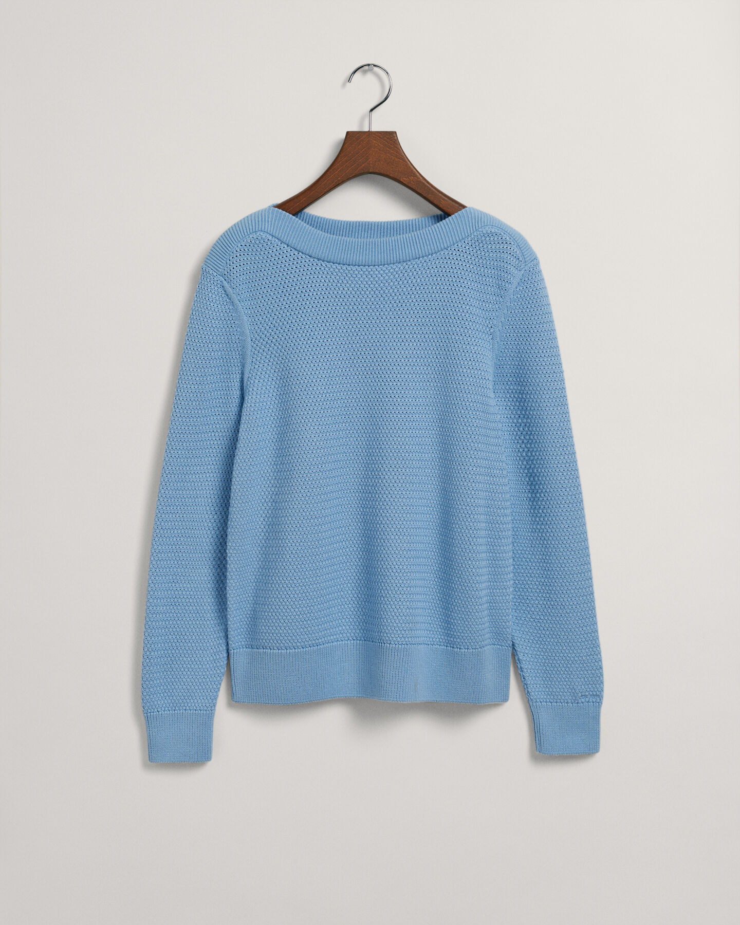 Textured Baumwoll Pullover mit U-Boot-Ausschnitt