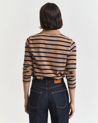 Breton Striped Piqué Langarm-Poloshirt