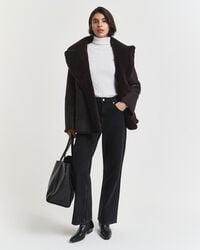 Zopfstrick Rollkragenpullover aus Stretch-Baumwolle