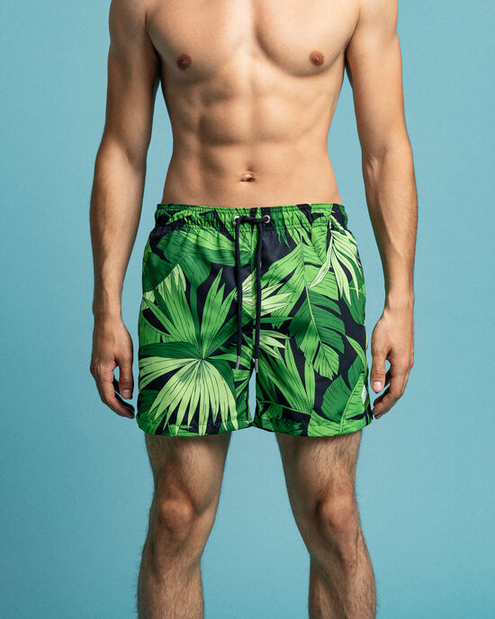 Classic Fit Palm Breeze Print Swim Shorts
