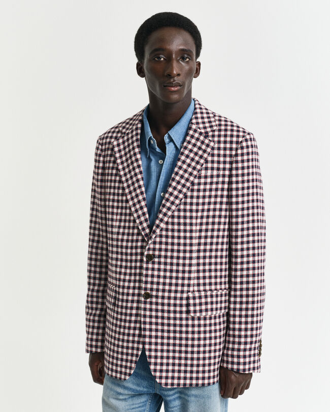 Regular Fit Sakko aus Baumwollmischung mit Karomuster