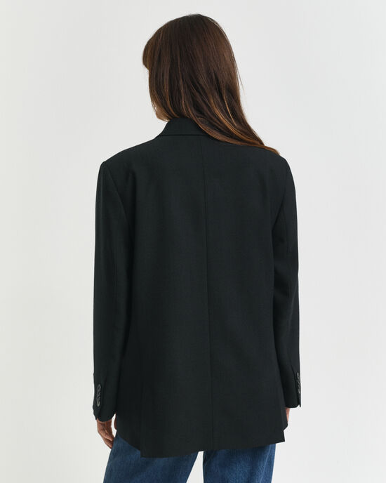 Zweireihiger Relaxed Fit Hopsack Blazer aus Wollgemisch