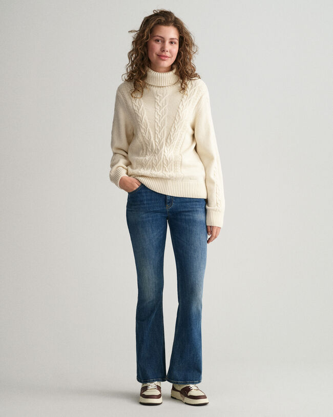 Teen Girls Rollkragenpullover mit Zopfmuster