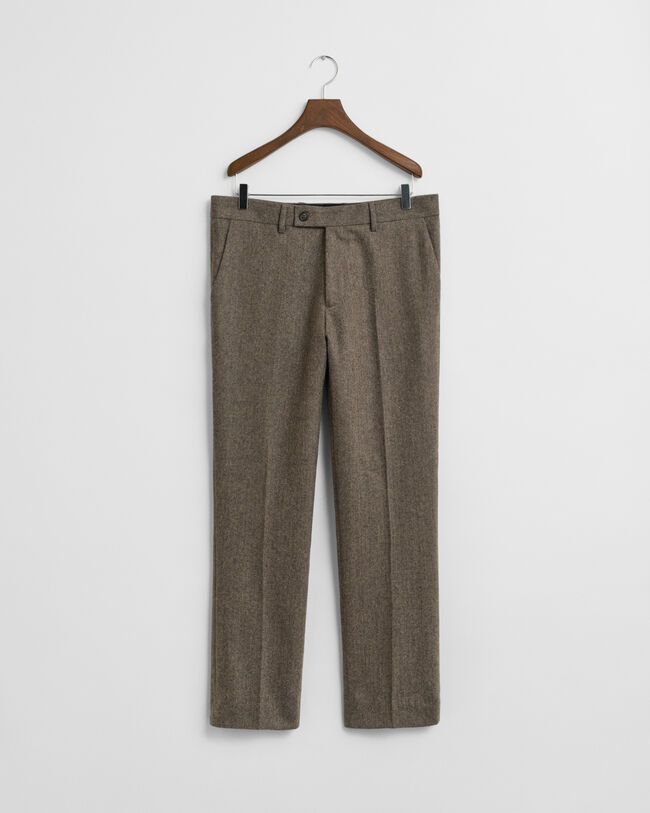 Slim Fit Herringbone Anzughose aus Flanell