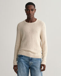 Textured Baumwoll Leinen Rundhalspullover