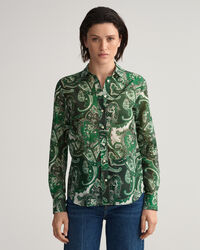 Regular Fit Paisley Bluse aus Baumwolle und Seide