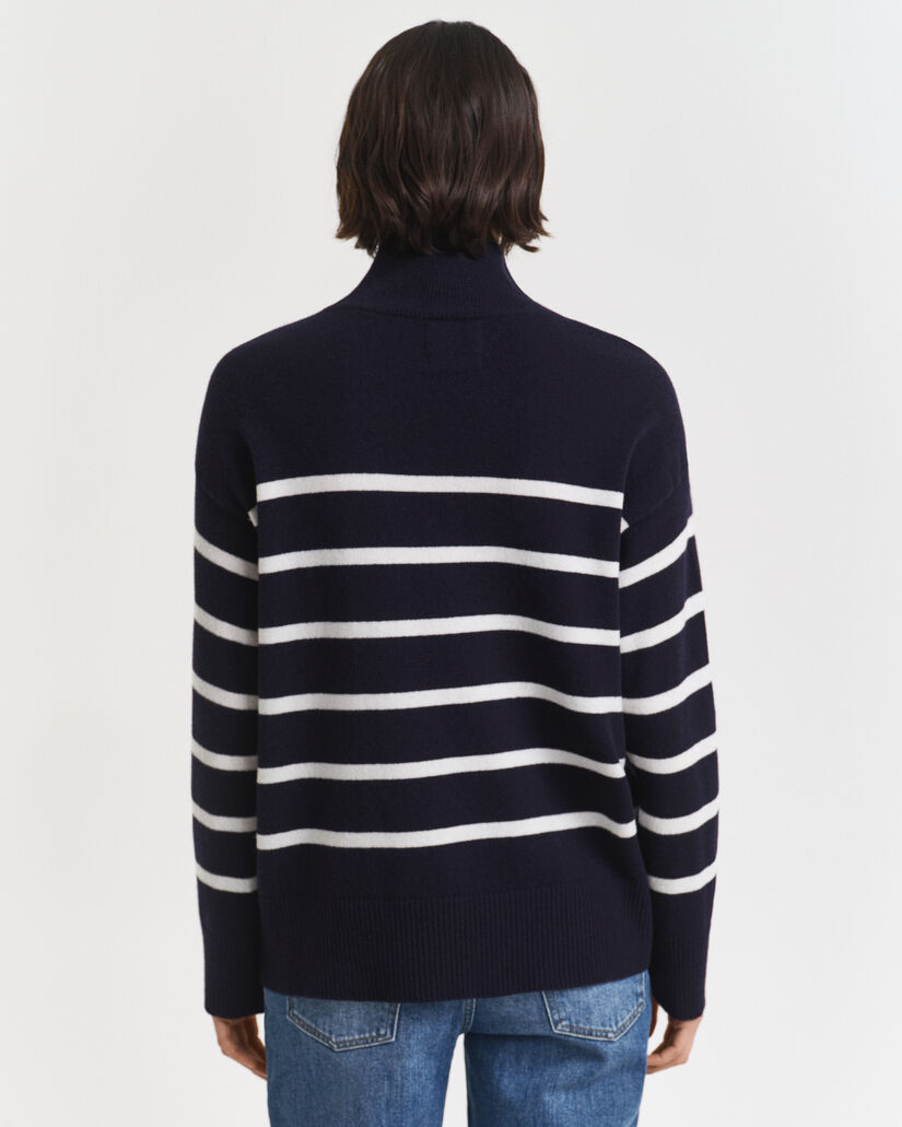 Gestreifter Rollkragenpullover aus Superfine Lambswool