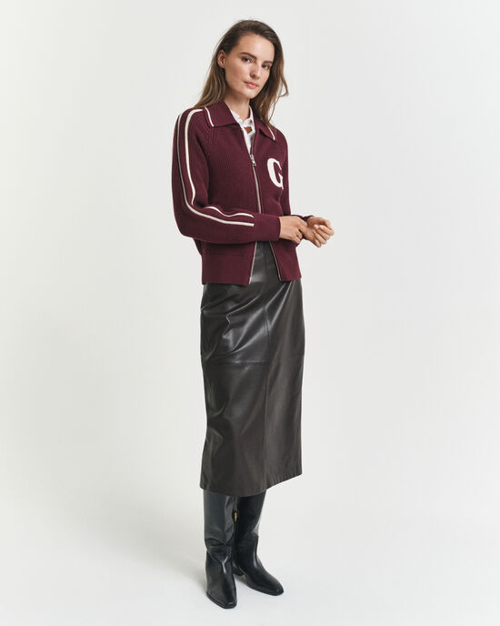 Bleistiftrock aus Leder in Midilänge