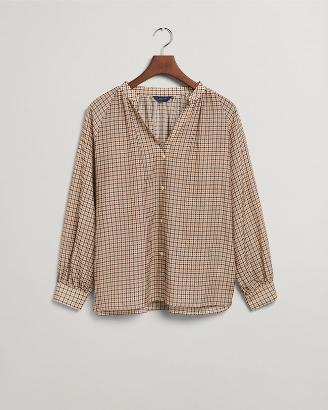 Baumwoll Seiden Bluse mit Karomuster