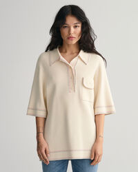 Gestrickter Kurzarm-Polopullover