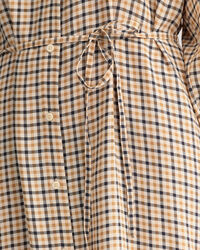 Kariertes Hemdblusenkleid mit Stehkragen