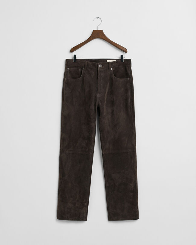 Straight Fit Jeans aus Veloursleder