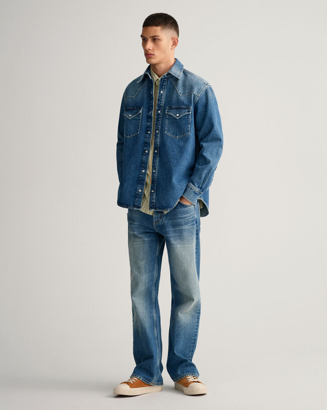 Relaxed Fit Western Jeanshemd