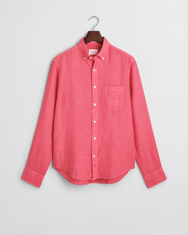 Stückgefärbtes Regular Fit Leinen Hemd