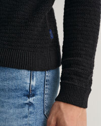 Textured Baumwoll Leinen Rundhalspullover