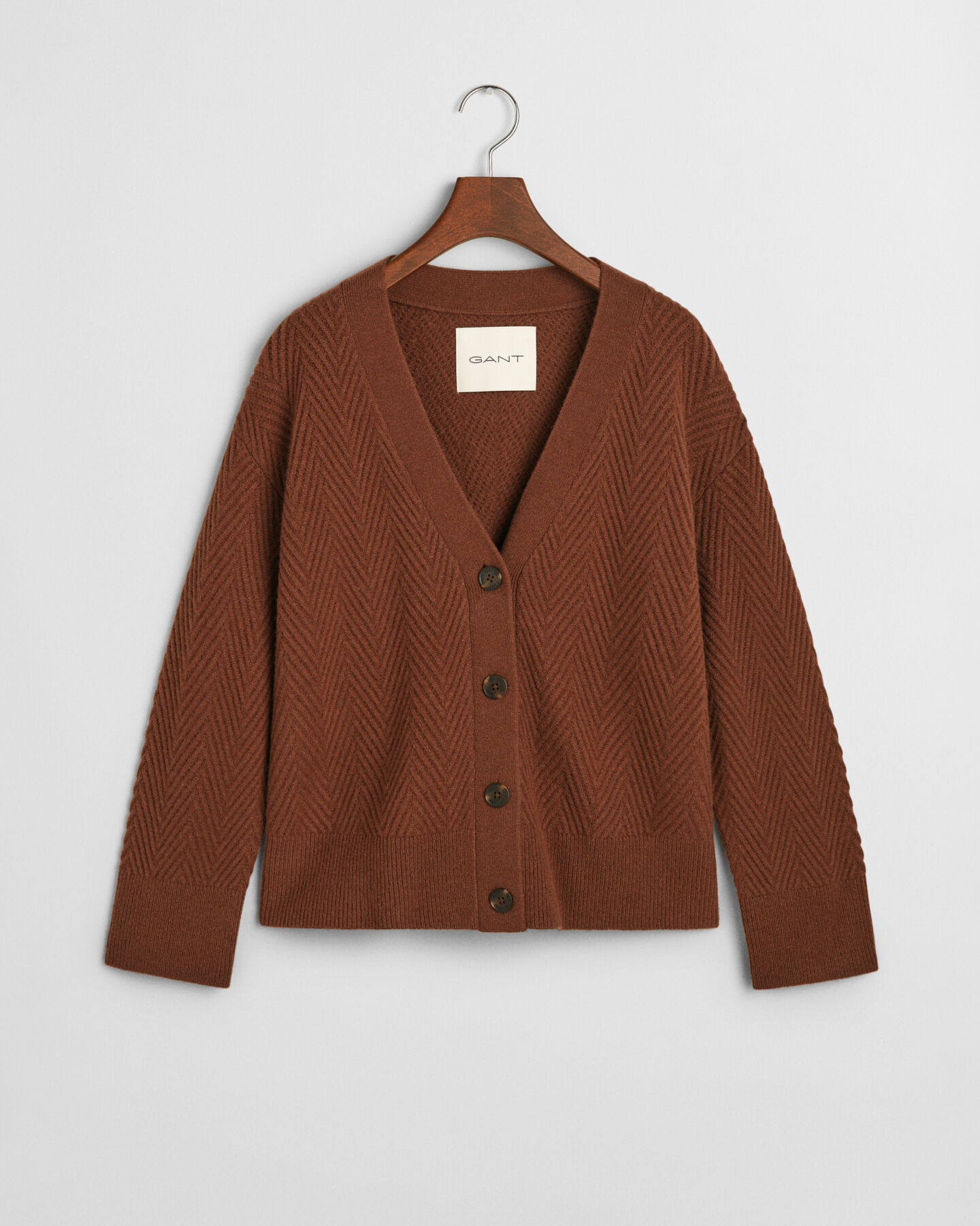 Herringbone V-Neck Strickjacke