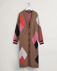 Longstrickjacke mit Argyle-Muster
