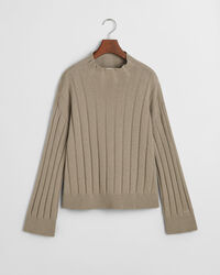 Breit gerippter Wollpullover mit Stehkragen