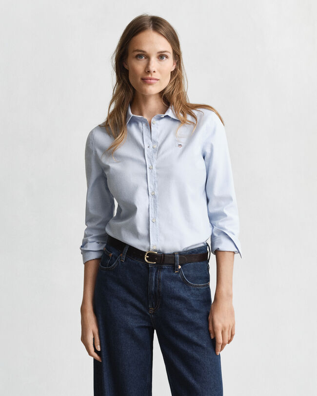 Slim Fit Oxford-Bluse mit Stretch