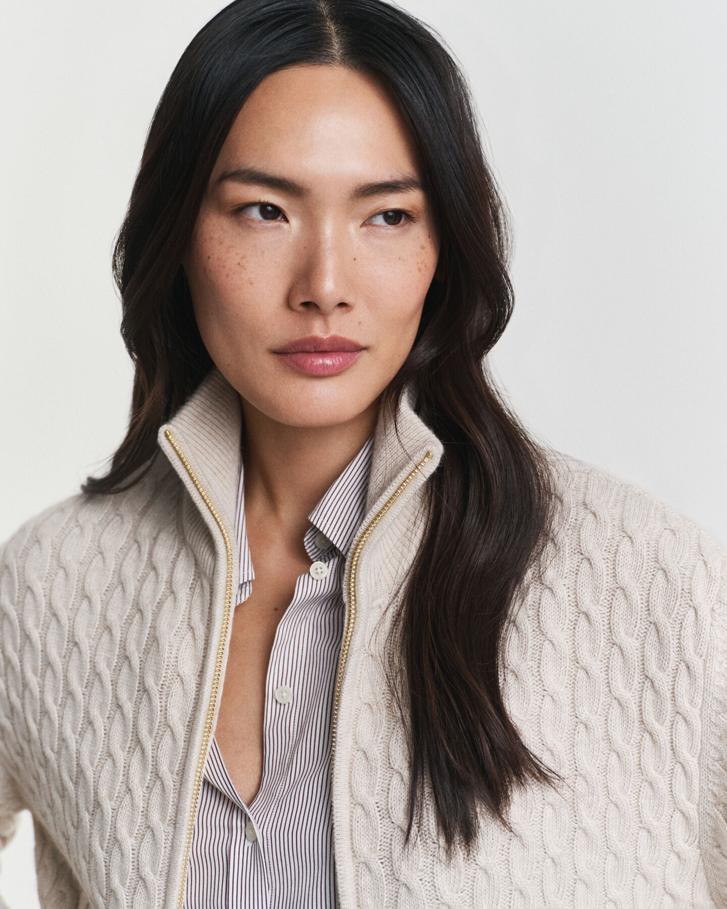 Zopfmuster Strickjacke mit Reißverschluss