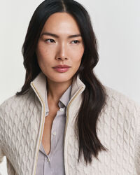 Zopfmuster Strickjacke mit Reißverschluss