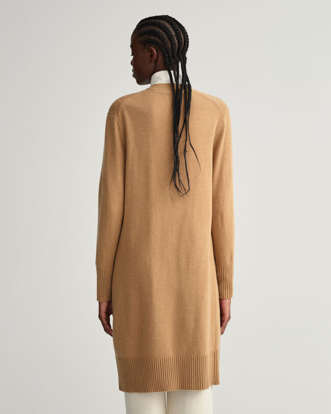 Lange Wollstrickjacke