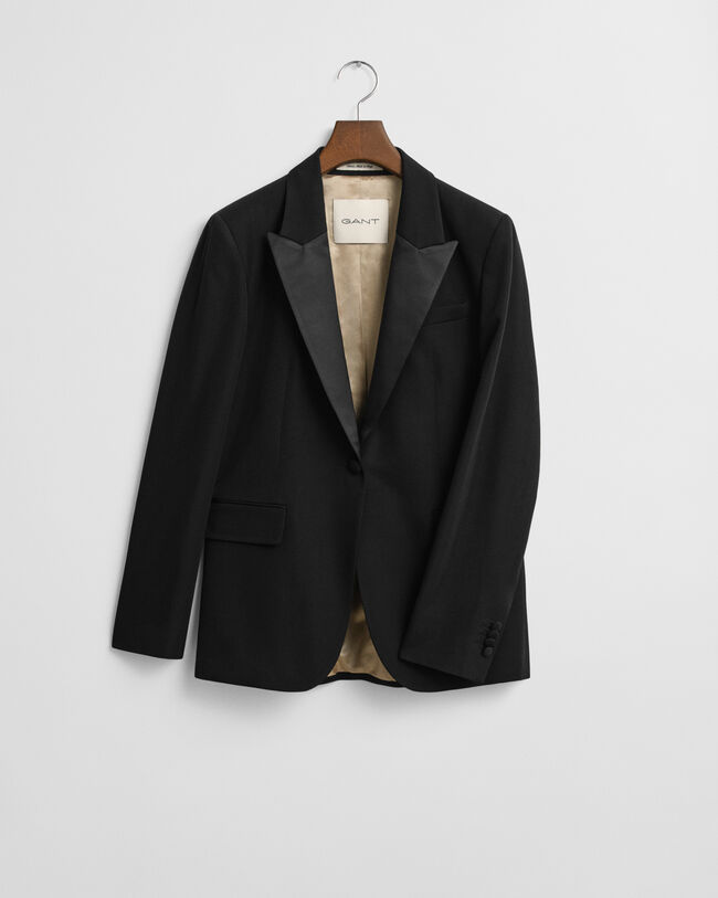 Regular Fit Tuxedo Blazer aus Wollmischung