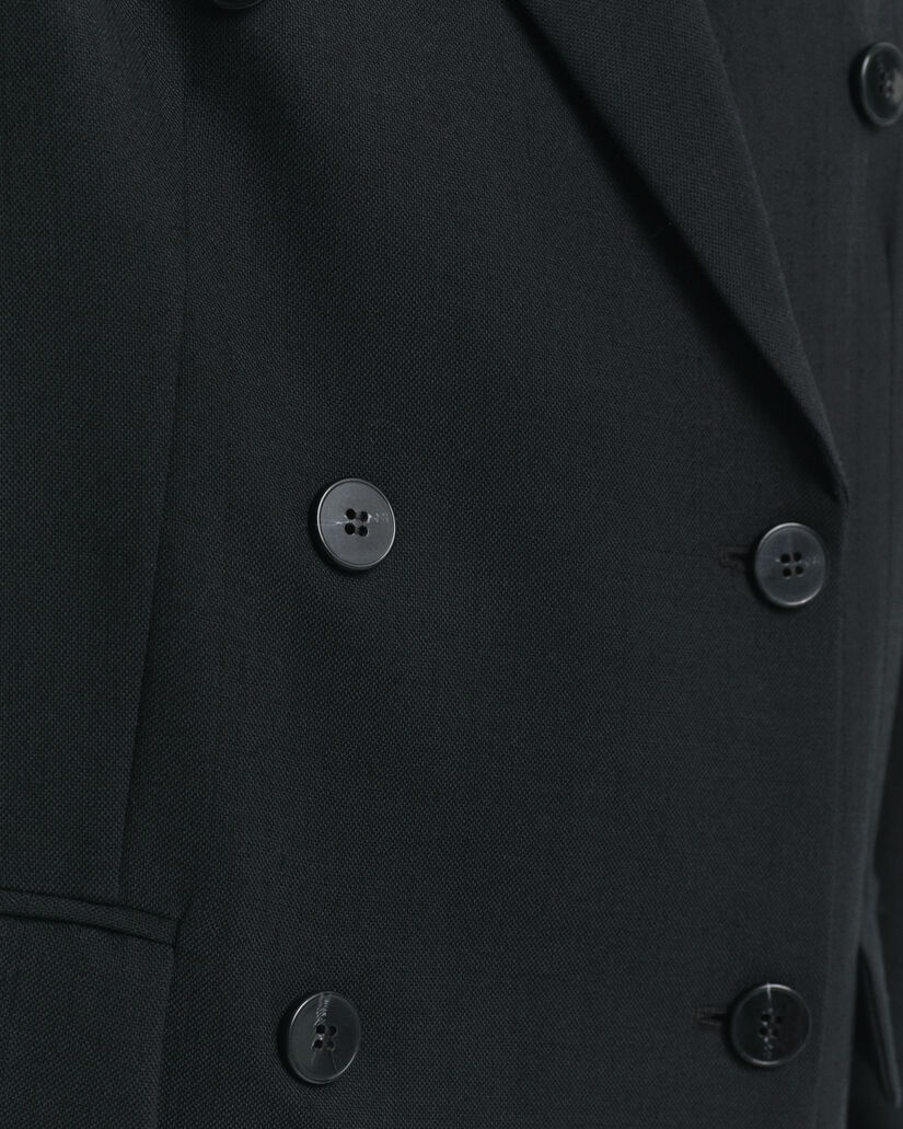 Zweireihiger Relaxed Fit Hopsack Blazer aus Wollgemisch