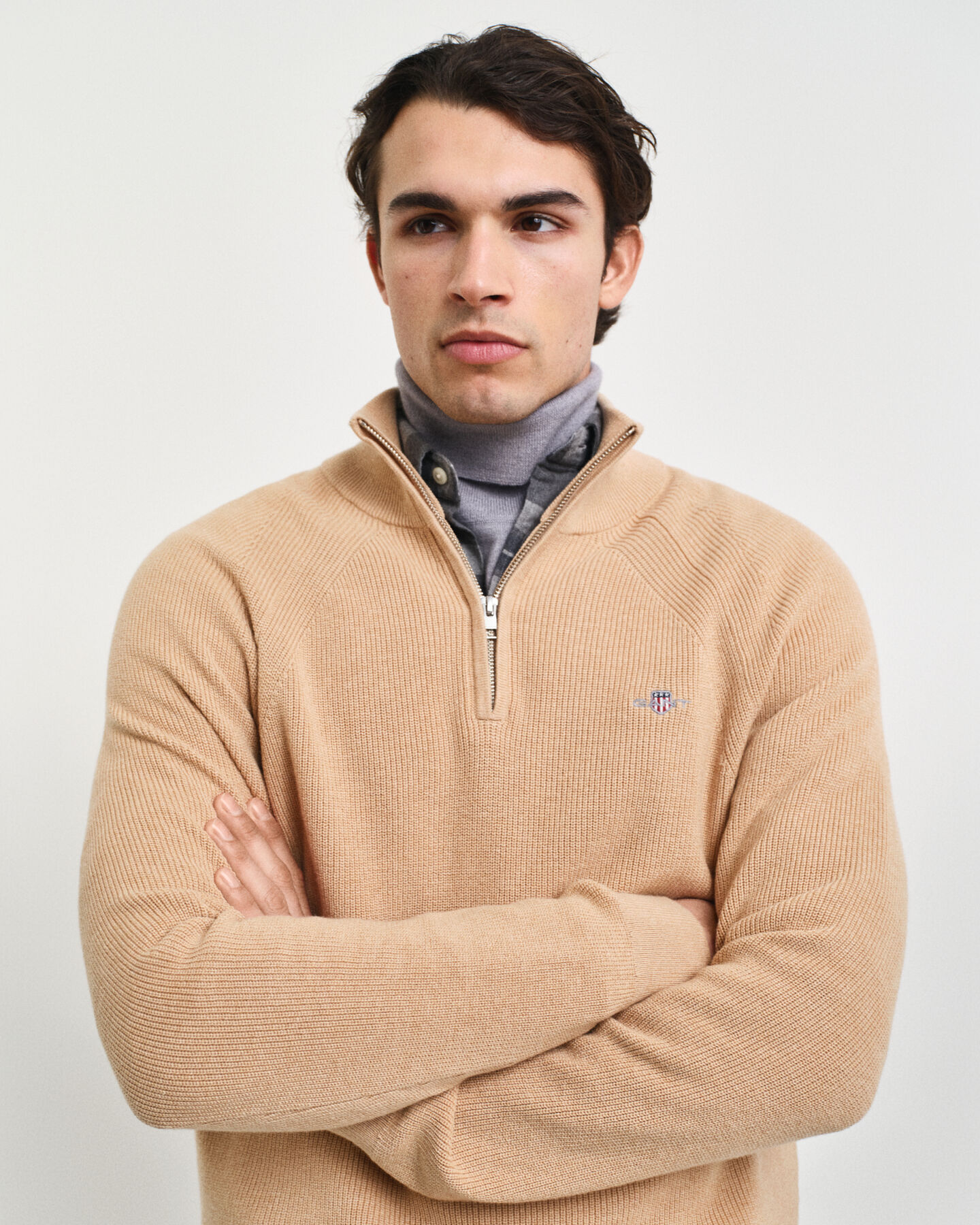 Gerippter Troyer aus Baumwoll-Woll-Gemisch