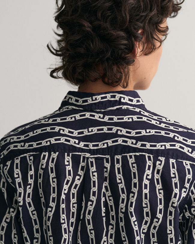 Regular Fit Chain Print Bluse aus Baumwoll-Voile