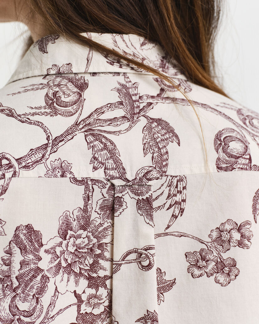 Regular Fit Bluse aus Baumwoll-Voile mit Baum-Print