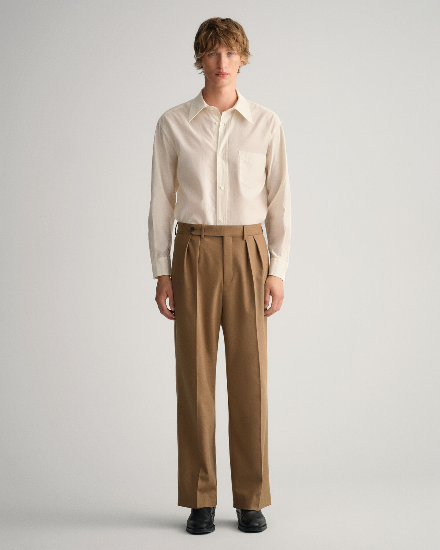 Flanell Anzughose mit weitem Bein