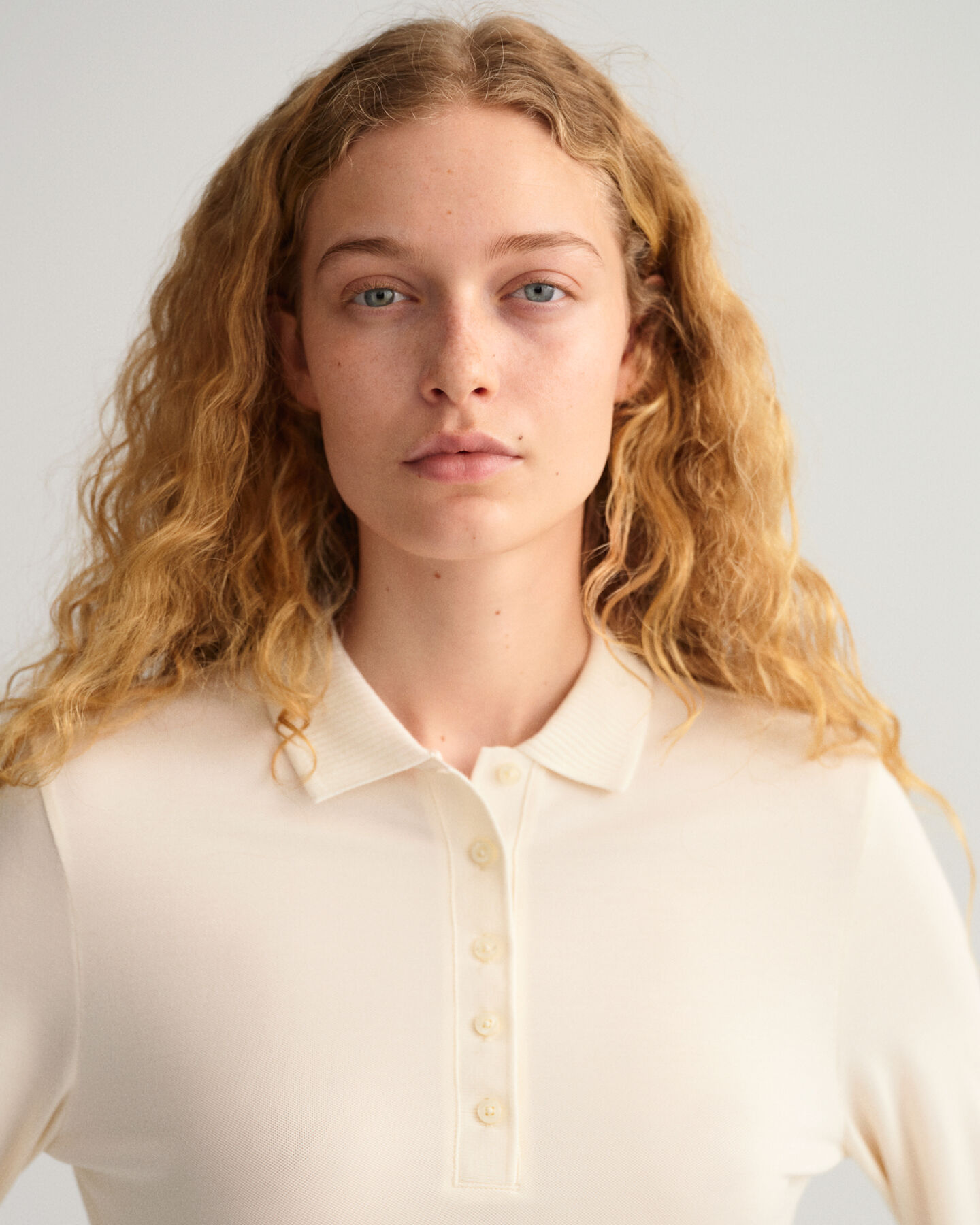 Detail Collar Piqu&eacute; Langarm-Poloshirt