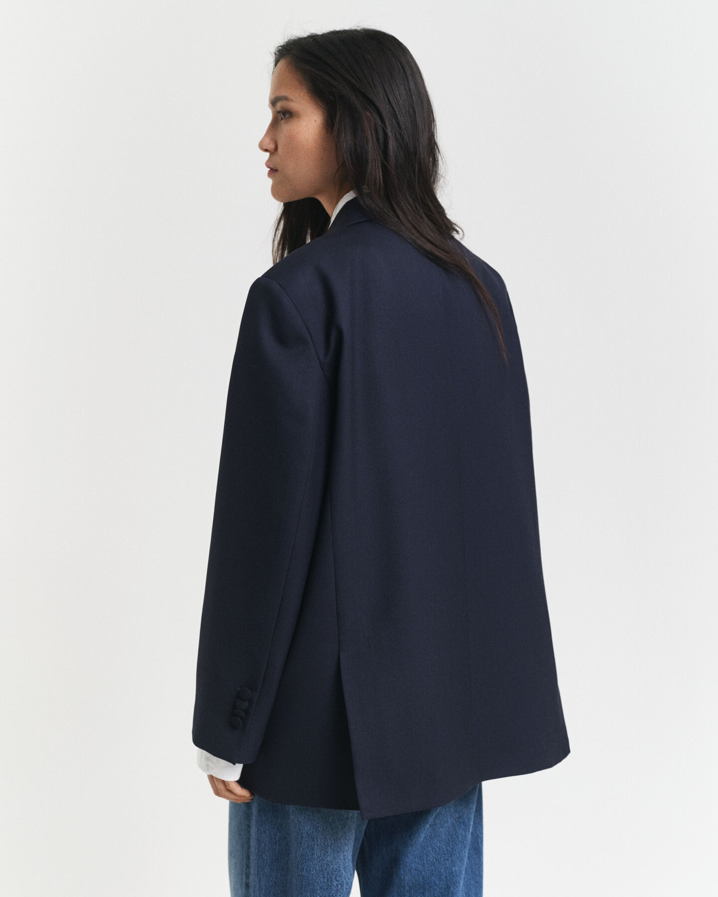 Oversized Hopsack Blazer aus Wolle