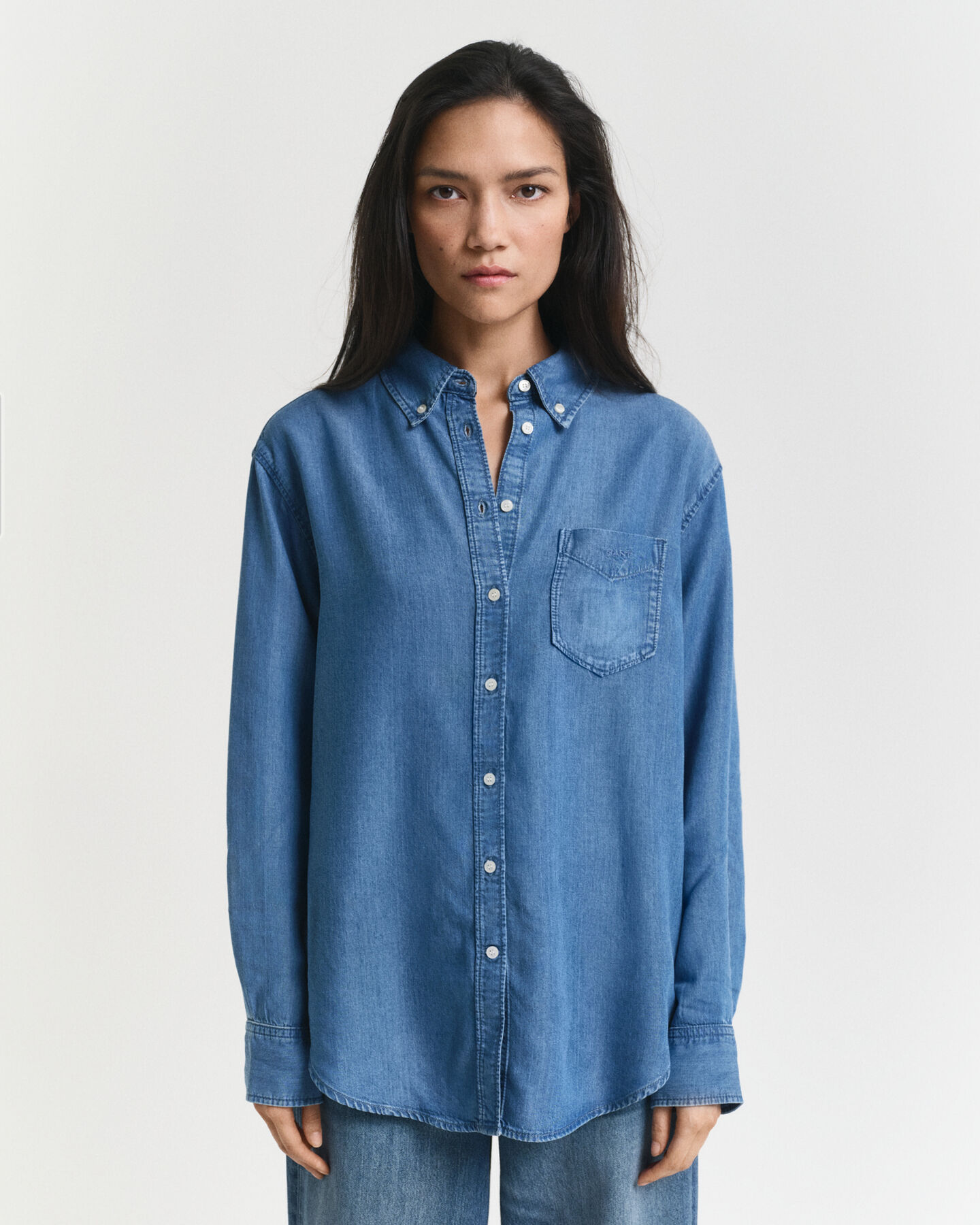 Relaxed Fit Indigo Bluse