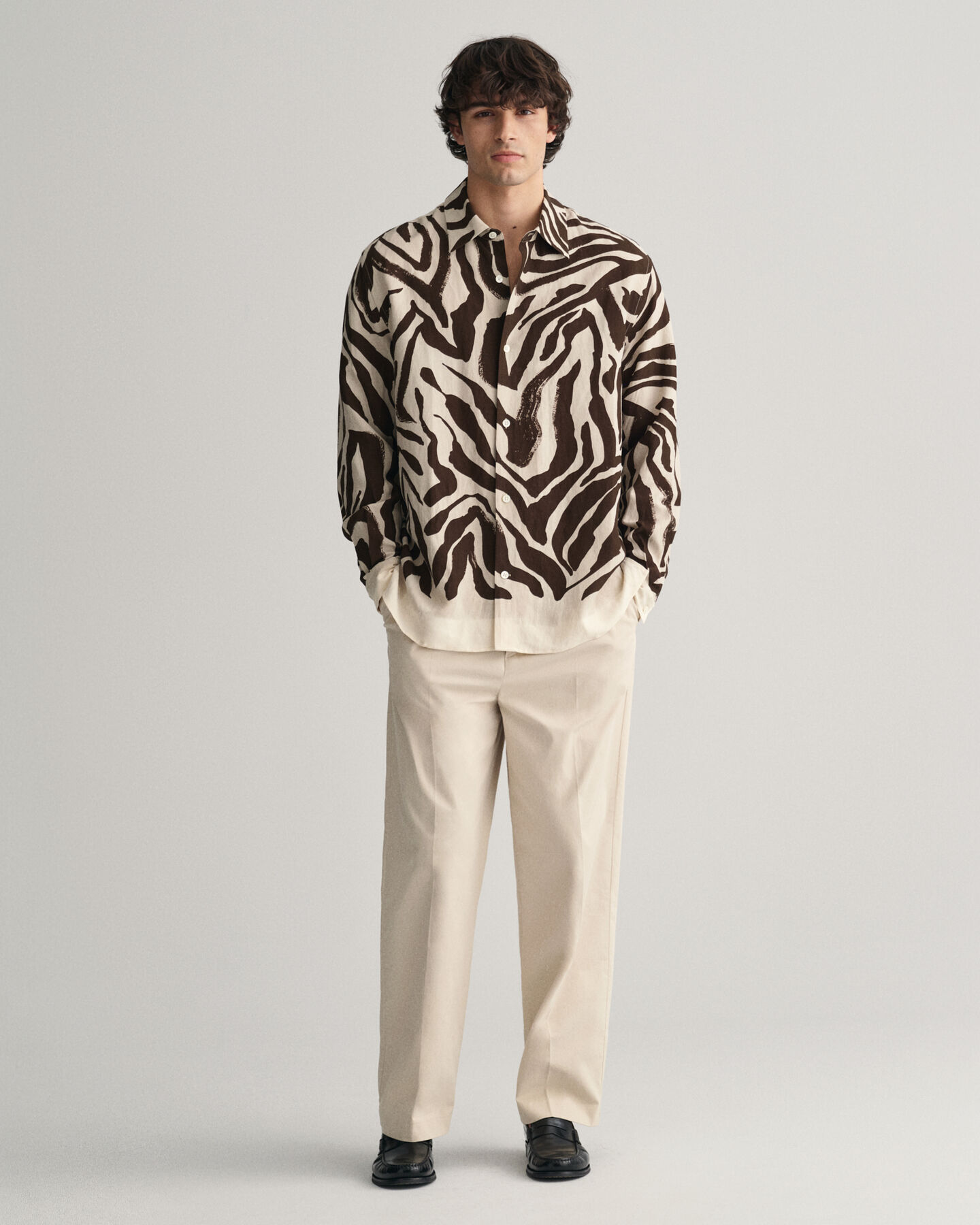 Relaxed Fit Seidenhemd mit Zebra-Print