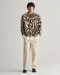 Relaxed Fit Seidenhemd mit Zebra-Print