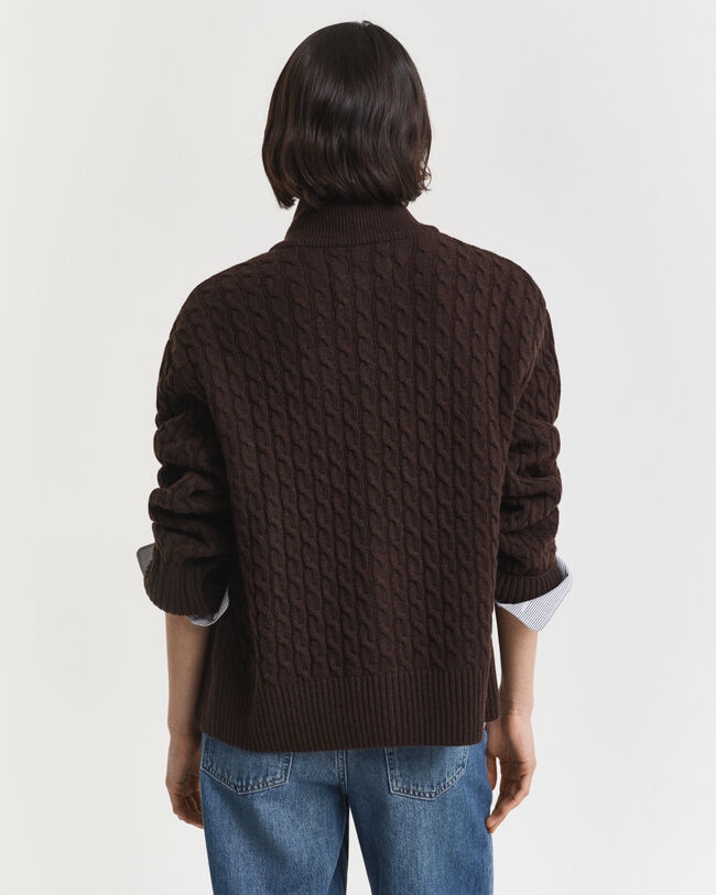 Zopfmuster Strickjacke mit Reißverschluss