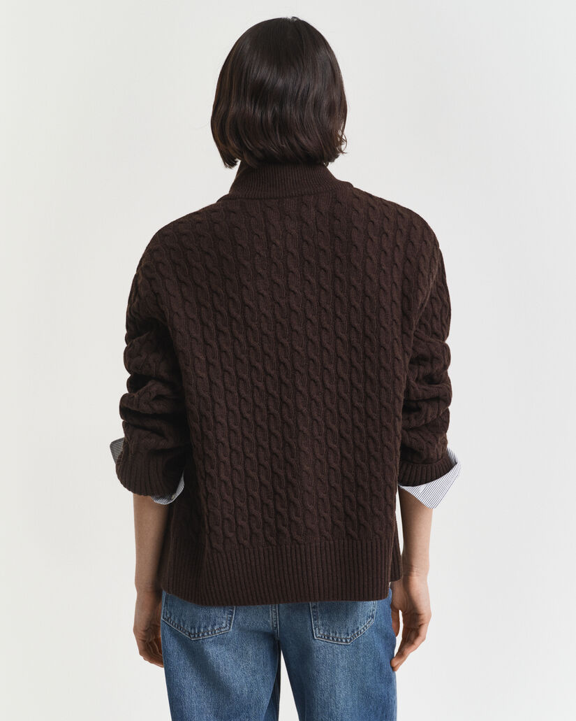 Zopfmuster Strickjacke mit Reißverschluss