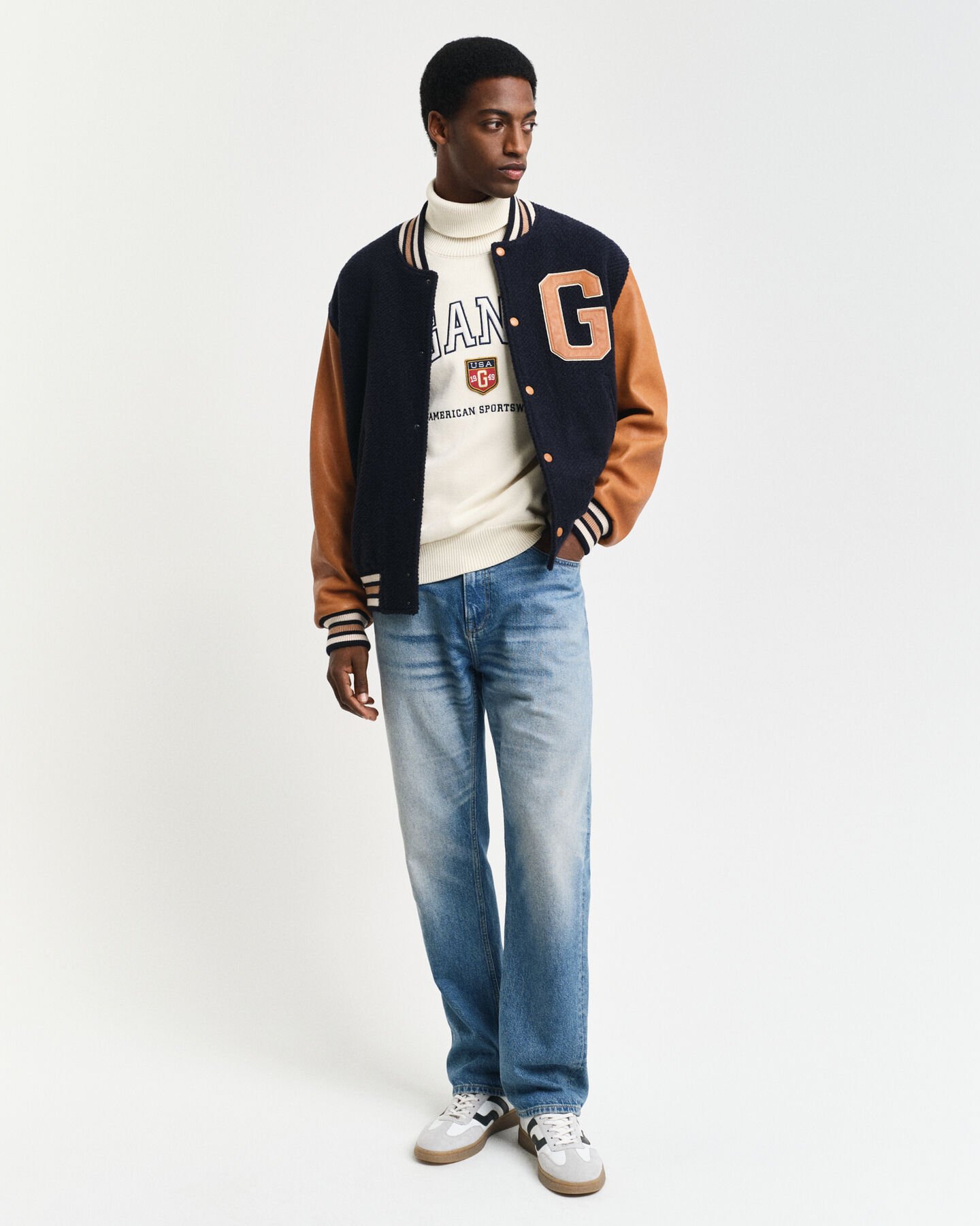 GANT Varsity Jacke aus Wolle und Leder