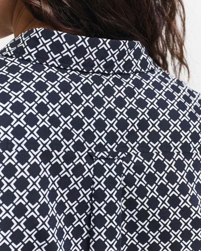 Regular Fit Geometric Baumwoll Voile Bluse