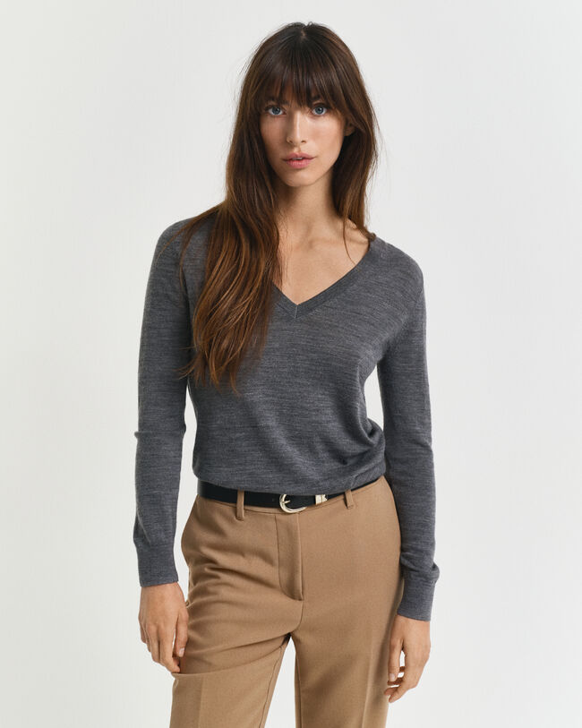 V-Neck Pullover aus extra feiner Merinowolle