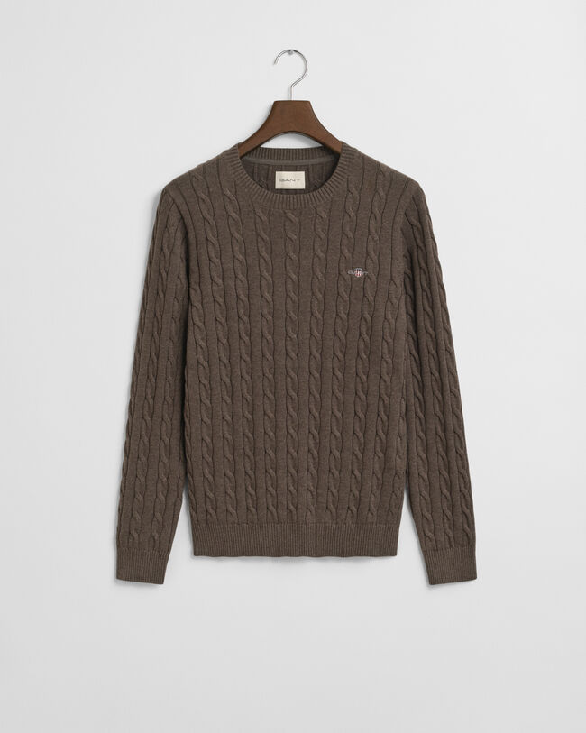 Zopfstrick Rundhalspullover aus Baumwolle