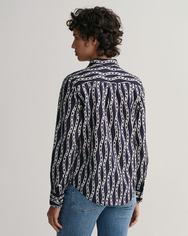 Regular Fit Chain Print Bluse aus Baumwoll-Voile