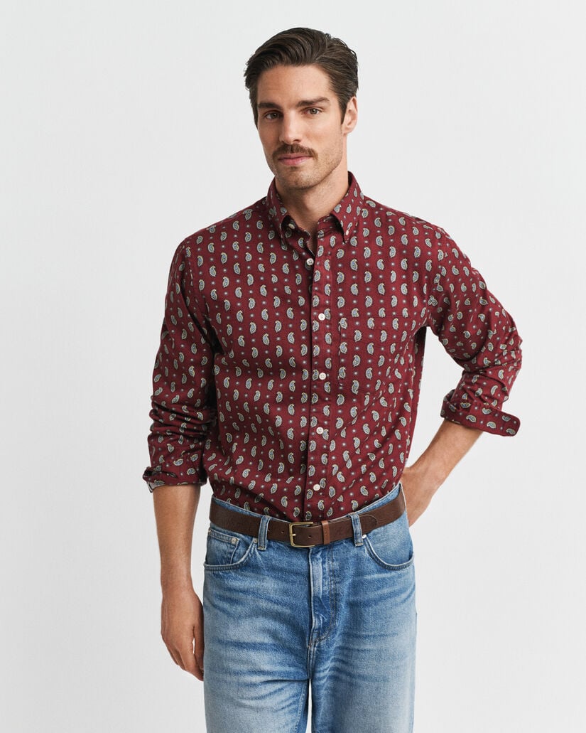 Regular Fit Twill-Hemd mit Paisley-Print