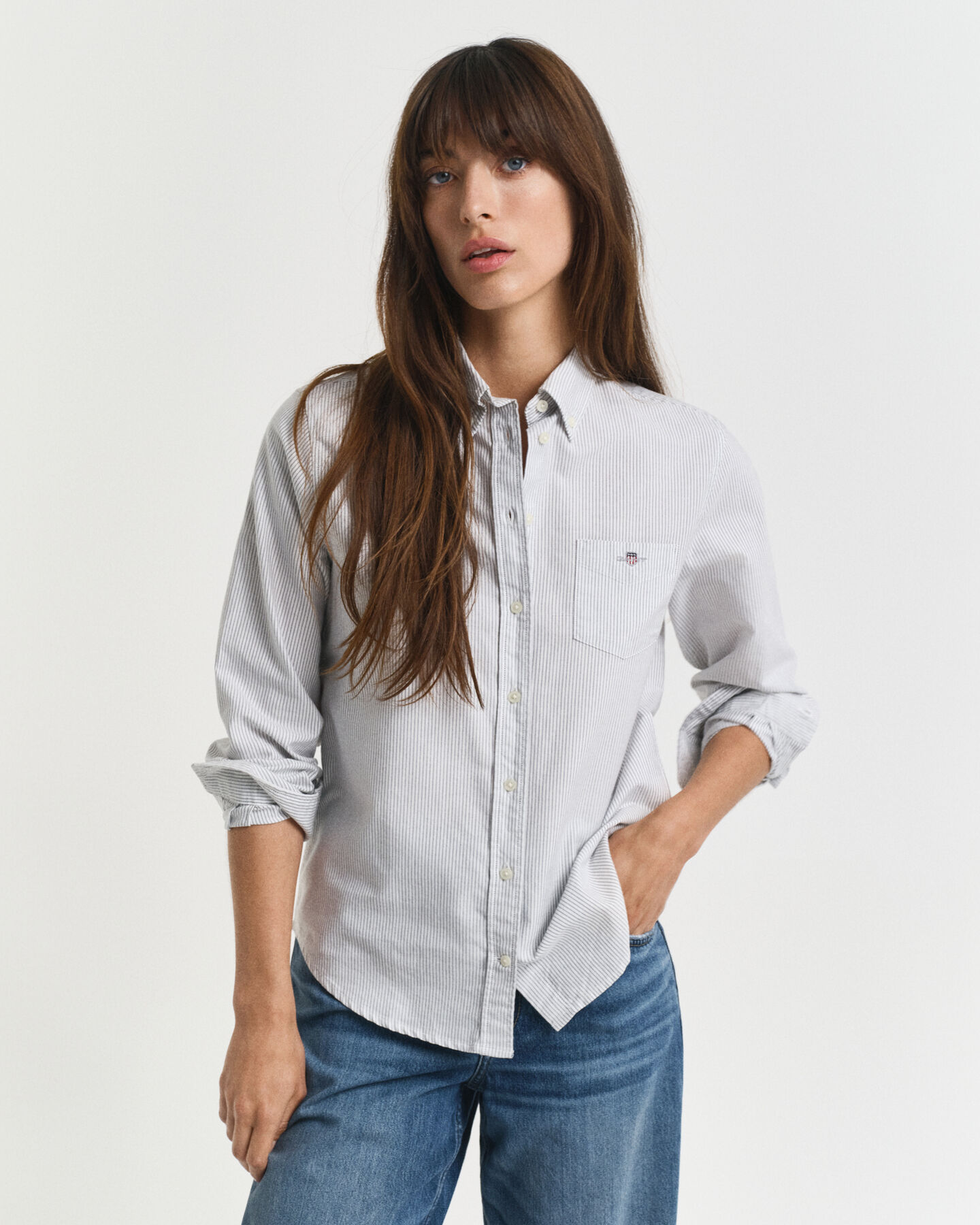 Regular Fit Classic Oxford-Bluse mit Streifen
